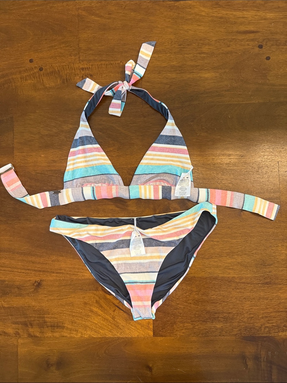O'Neill Multicolor Striped Halter Bikini - Pastel Stripes